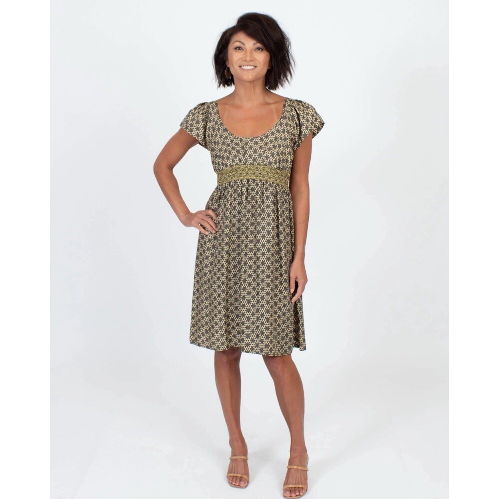 Corey Lynn Calter Anthropologie Honeycomb Printed 100% Silk Dress Size 12 EUC!!